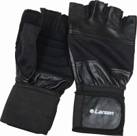 перчатки для т/а и фитнесса larsen суппорт (нат.кожа) nt502 черный
