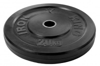 диск для кроссфита iron king из цельной резины (бампер) черный 20 кг