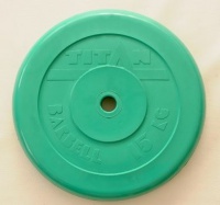 диск обрезиненный titan 26 мм 15 кг. зеленый